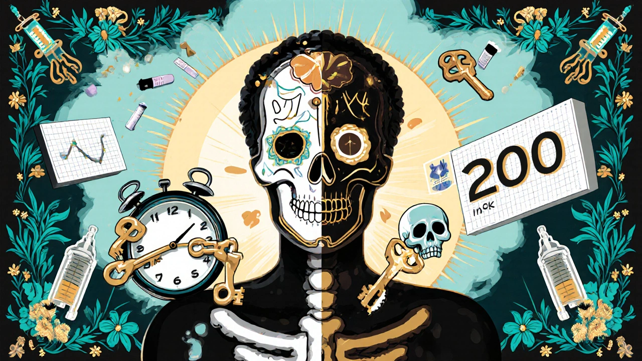 Split human body showing insulin keys working vs. steroids blocking them, with glucose spikes and CGM graphs.