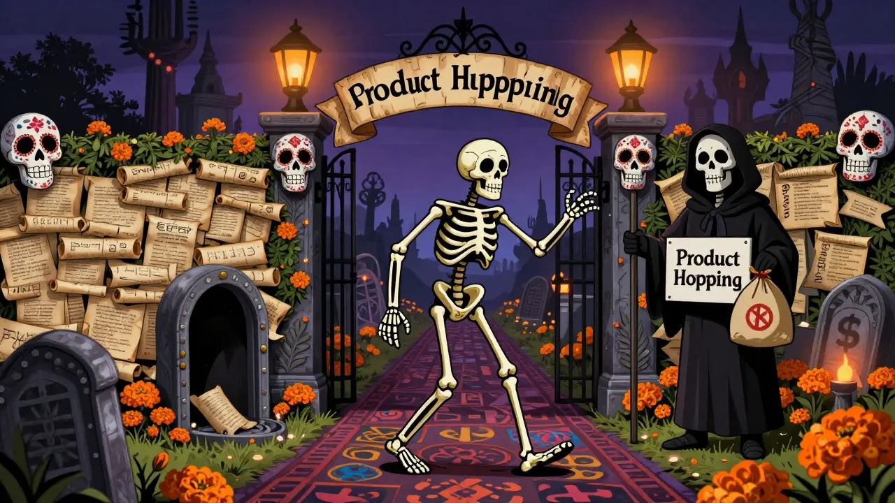 Generic manufacturer blocked by patent walls and product hopping traps