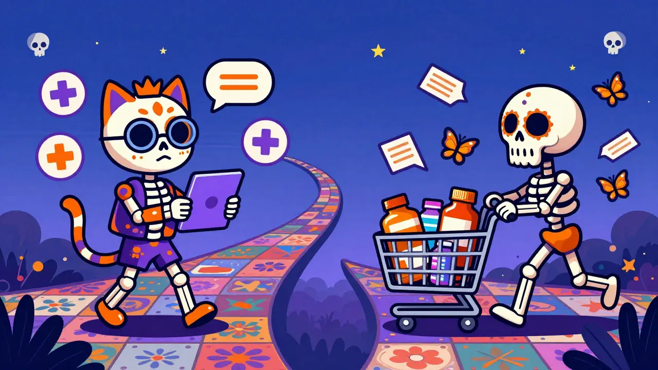 Skeletons choosing between telemedicine and pharmacy paths